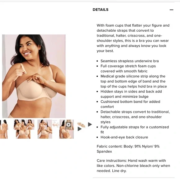 NWOT Wacoal 854119 Red Carpet Strapless Underwire Bra 38D - Picture 10 of 15